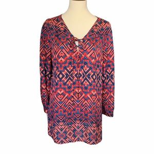 Anne Klein patterned print flowy blouse, M